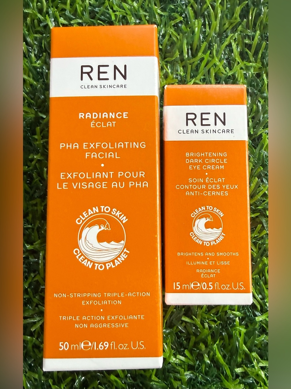 REN Clean Skincare Duo - Radiance PHA Exfoliating Facial & Brightening Eye Cream